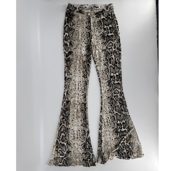 Bear Dance Pants - Bear Dance Snake Print Velvet Flare Pants Women's Size S Bell Bottoms